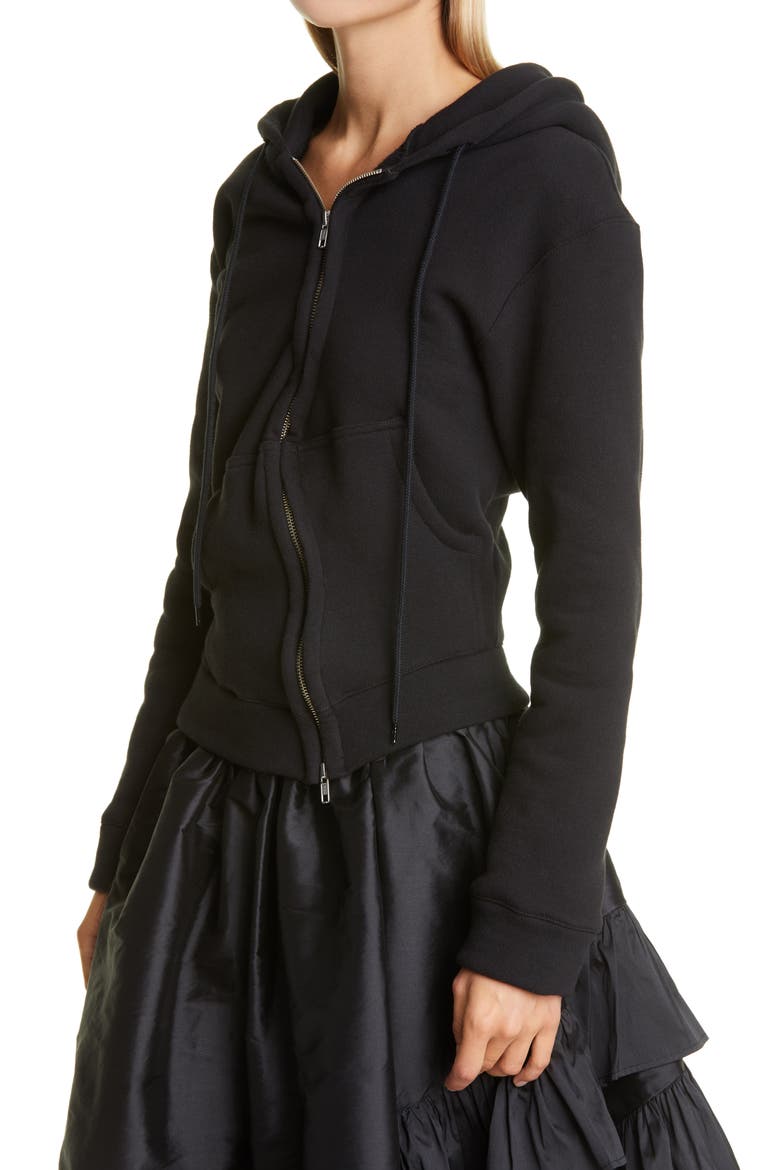 Twisted Cotton Logo Hoodie, Alternate, color, BLACK