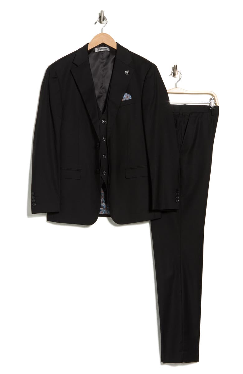 ZEGARIE Black Mélange 3-Piece Suit, Alternate, color, Black