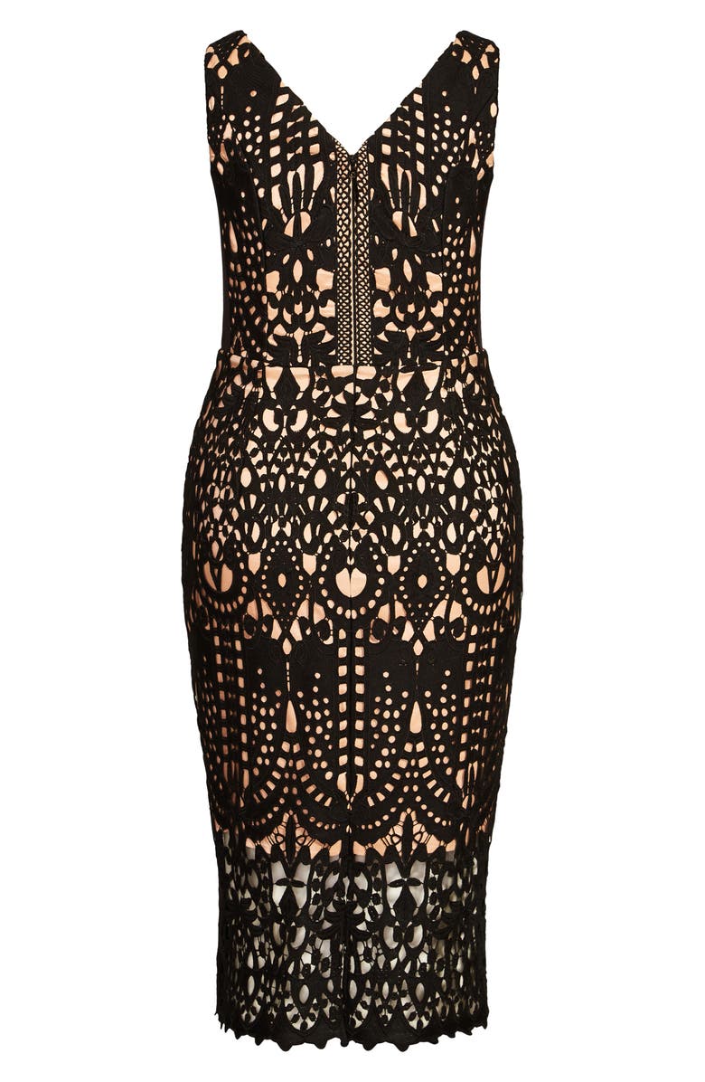 City Chic All Class Lace Overlay Sheath Dress, Alternate, color, Black