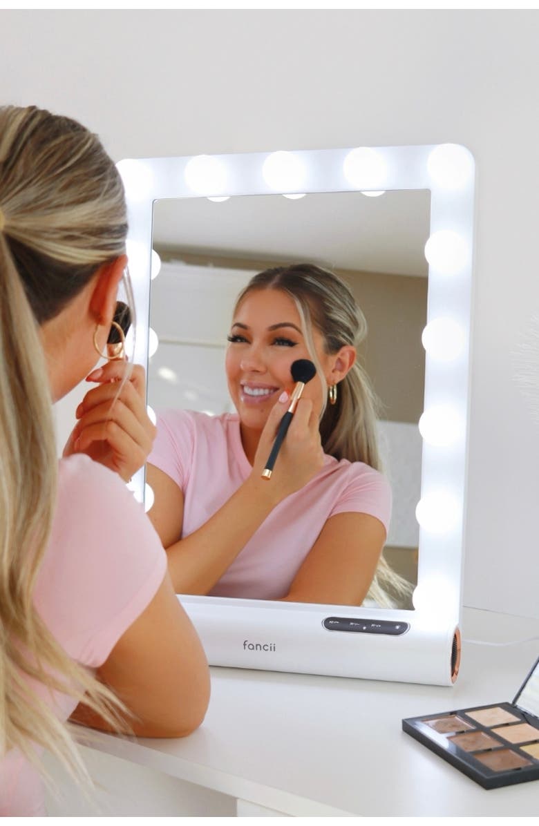 FANCII Madeline Mini Hollywood Mirror, Alternate, color, White