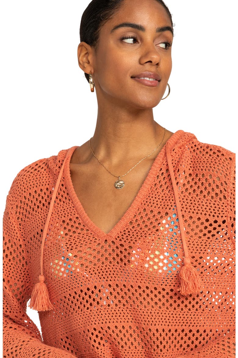 After Beach Break II Cover-Up Hoodie Sweater, Alternate, color, APRICOT BRANDY