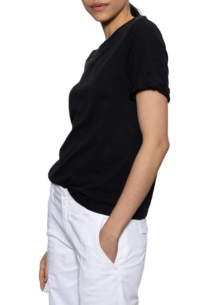 Perfect Roll Sleeve Cotton T-Shirt, Alternate, color, BLACK