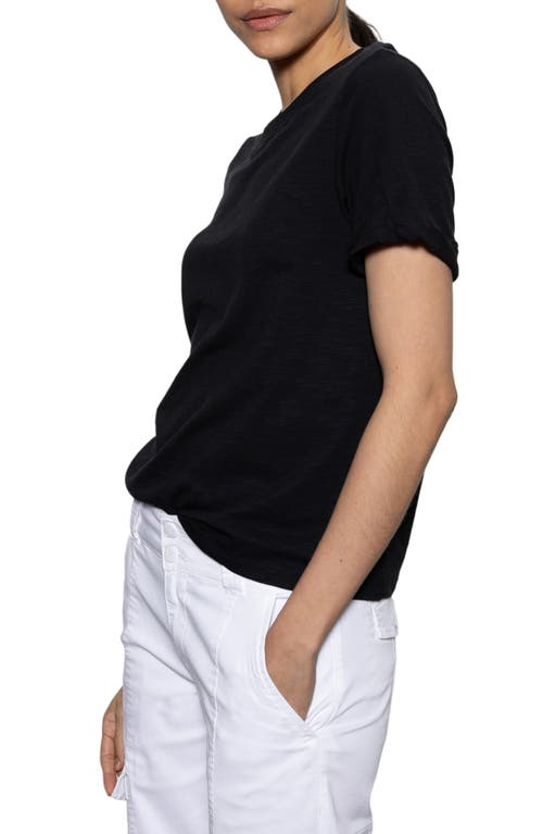 Sanctuary Perfect Roll Sleeve Cotton T-shirt In Black