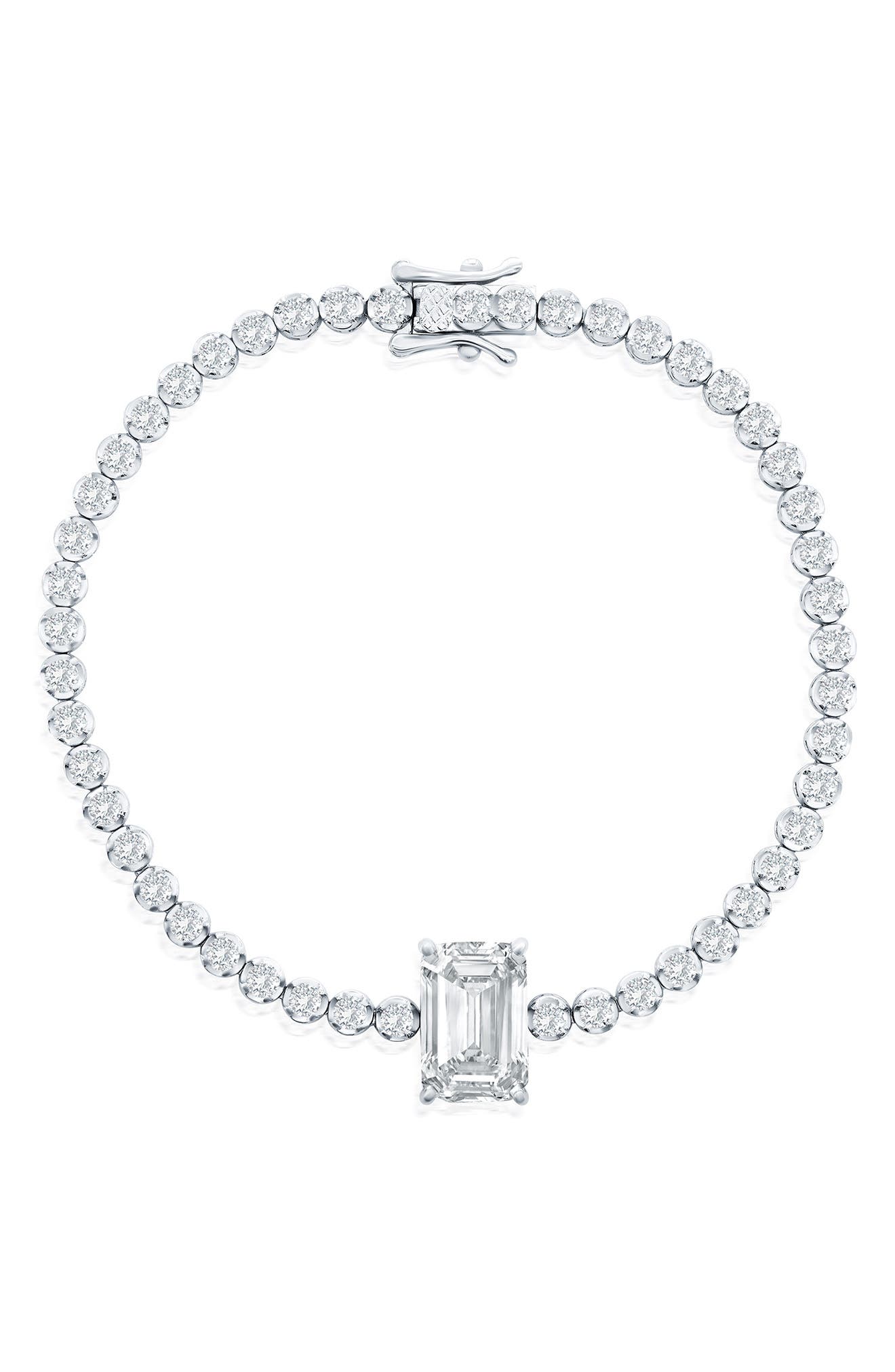 SIMONA Sterling Silver Cubic Zirconia Tennis Bracelet