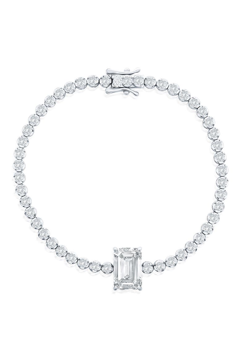 Sterling Silver Cubic Zirconia Tennis Bracelet, Main, color, SILVER