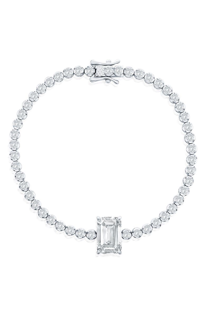 SIMONA Sterling Silver Cubic Zirconia Tennis Bracelet, Main, color, Silver