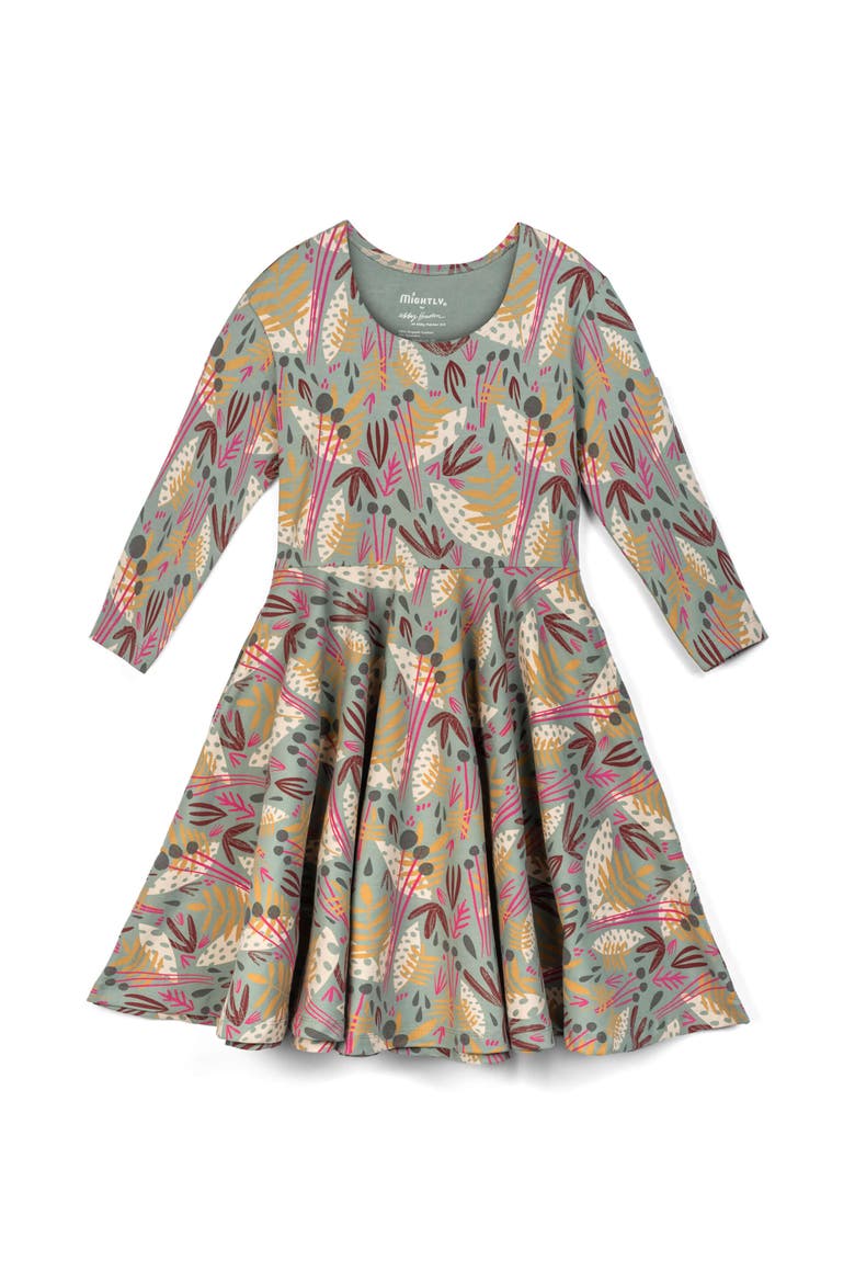 Organic Cotton 3/4 Sleeve Print Twirl Dress, Main, color, Whimsy