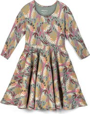 Mightly Organic Cotton 3/4 Sleeve Print Twirl Dress
