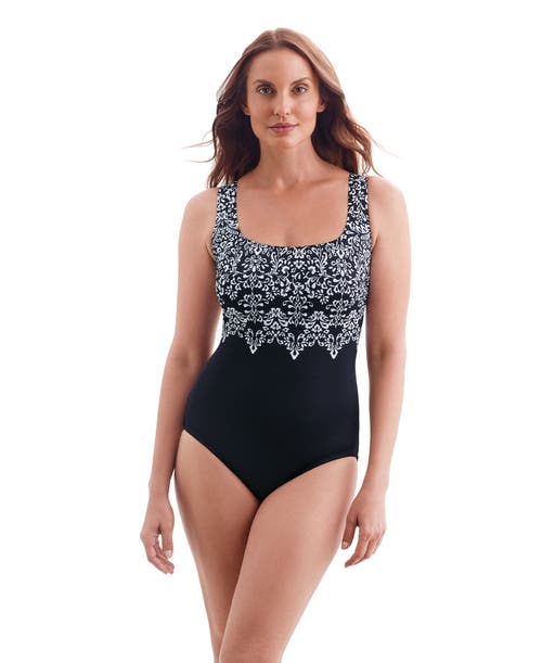 Longitude Double X-back Tank Long Torso One-piece Swimsuit In Black