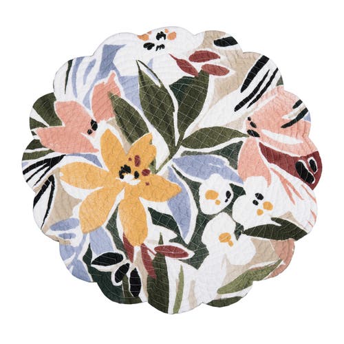 C & F Home C&f Home Joelle Floral Flowers Palm Leaf Vibrant Scalloped Round Placemats Set Of 6, 17" In Green