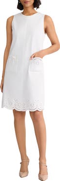 Jones New York Eyelet Embroidery Sleeveless Minidress