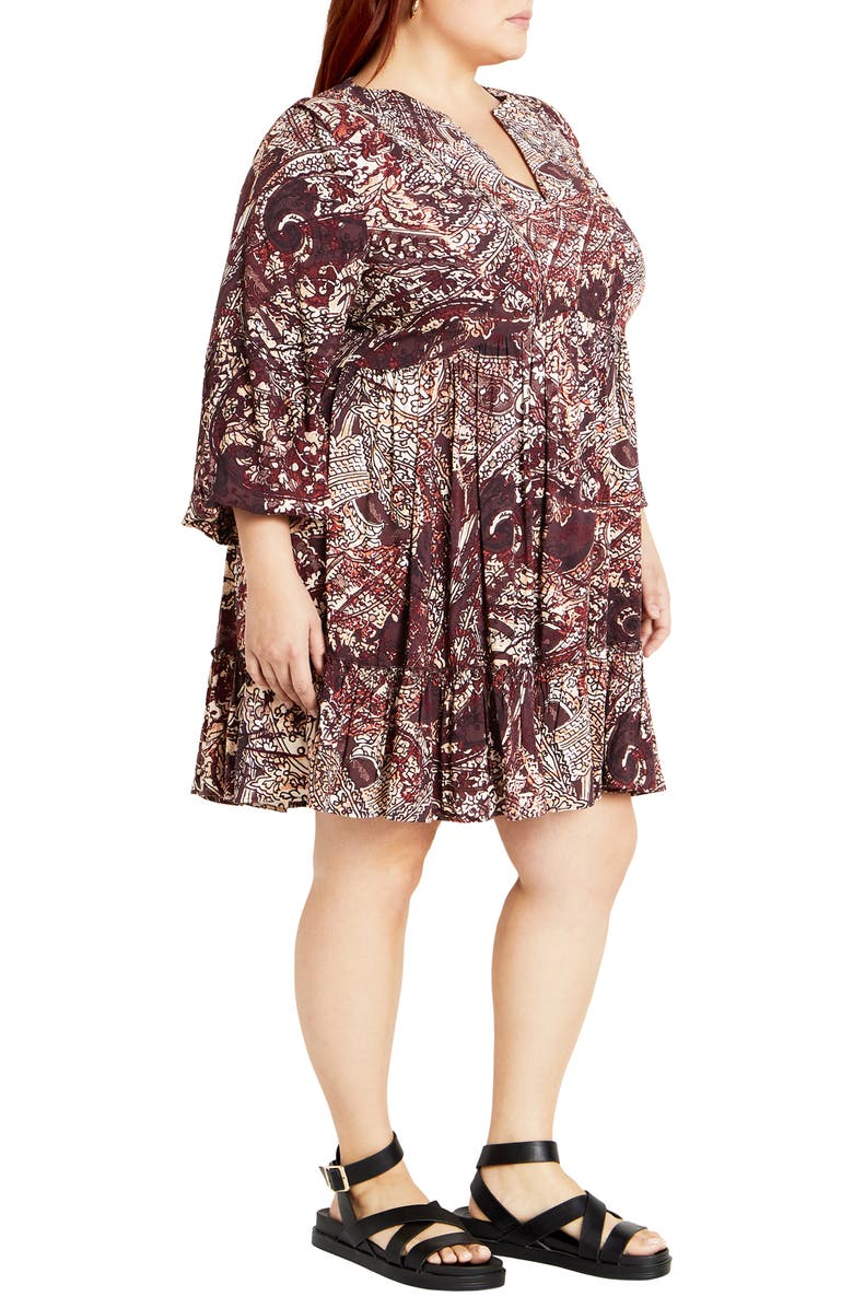 City Chic Alinda Paisley Bell Sleeve Dress, Alternate, color,