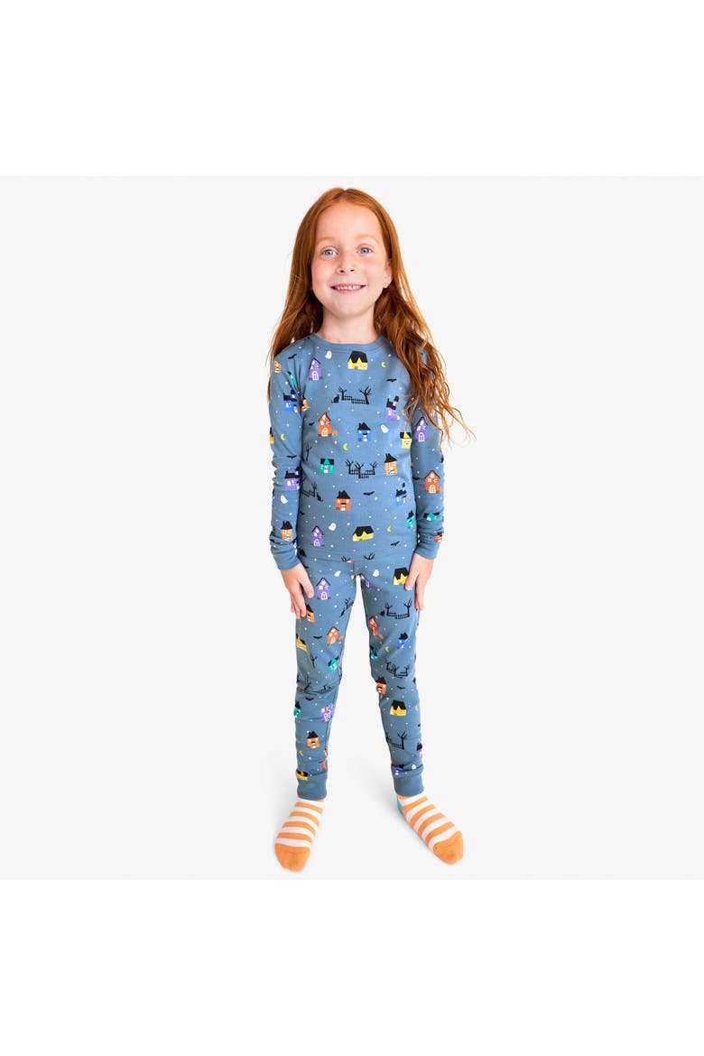 Kids Organic Pj Pant In Halloween Prints, Alternate, color, Moonlight Spooky Village