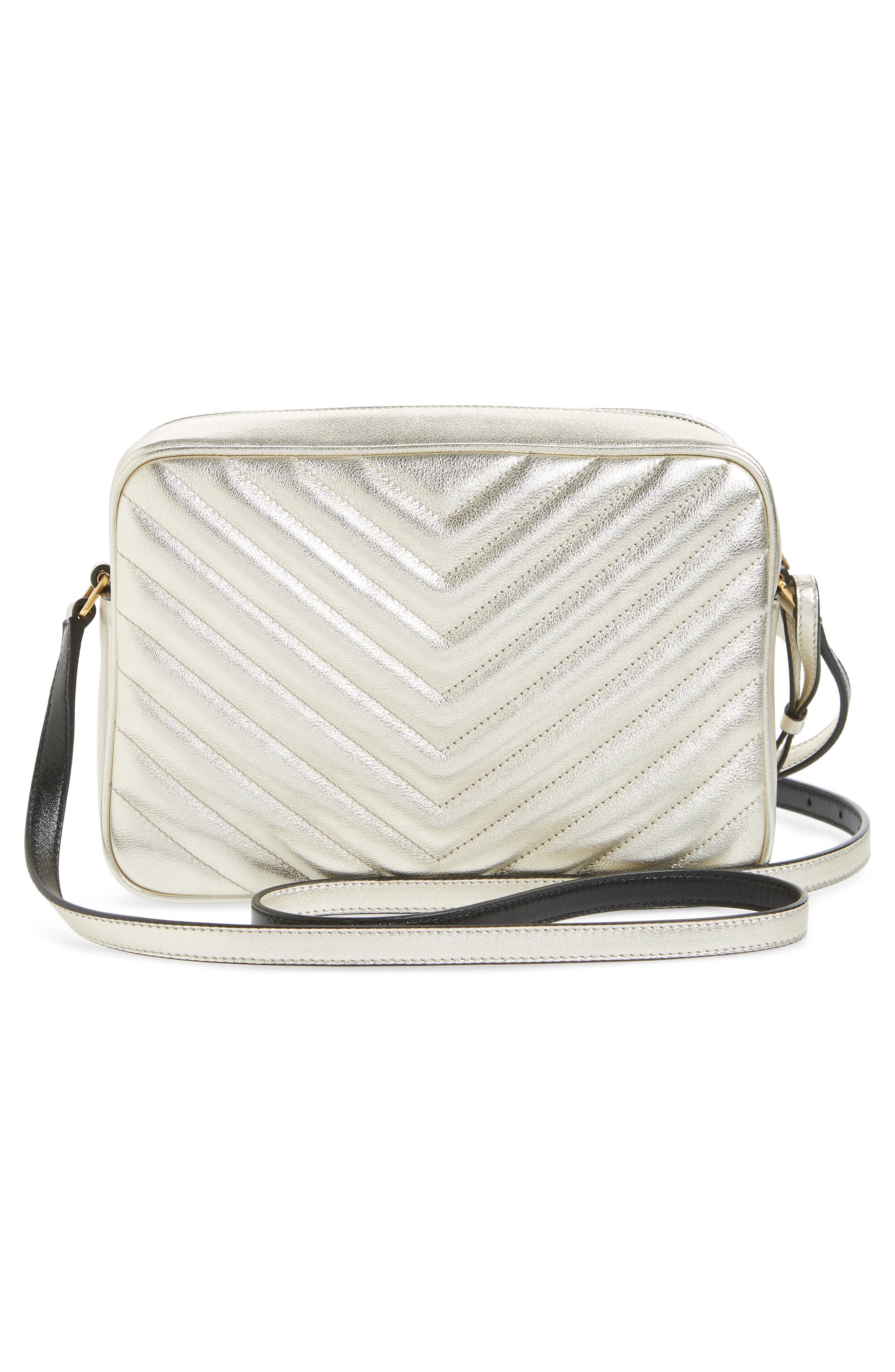 Saint Laurent Lou Quilted Metallic Leather Camera Bag, Alternate, color, 