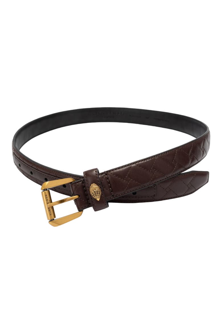 Kensington Quilted Leather Belt, Alternate, color, DARK CHOCOLATE