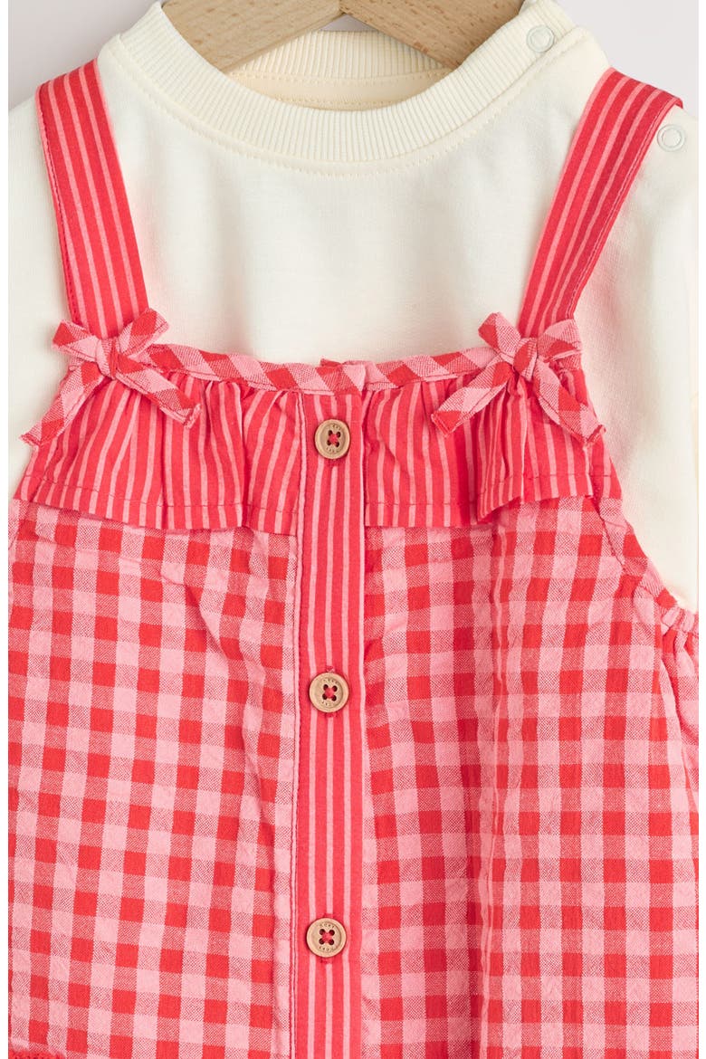 Seersucker Overall & Bodysuit Set, Alternate, color, RED