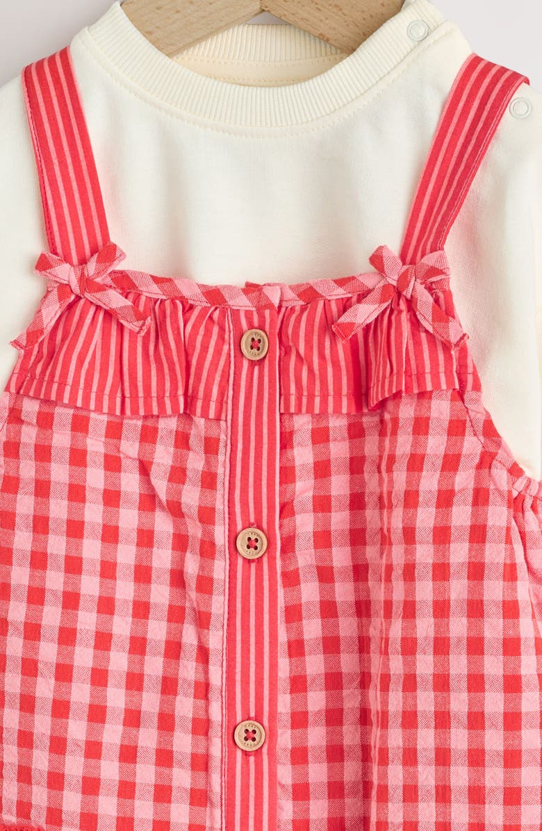 NEXT Seersucker Overall & Bodysuit Set, Alternate, color, Red