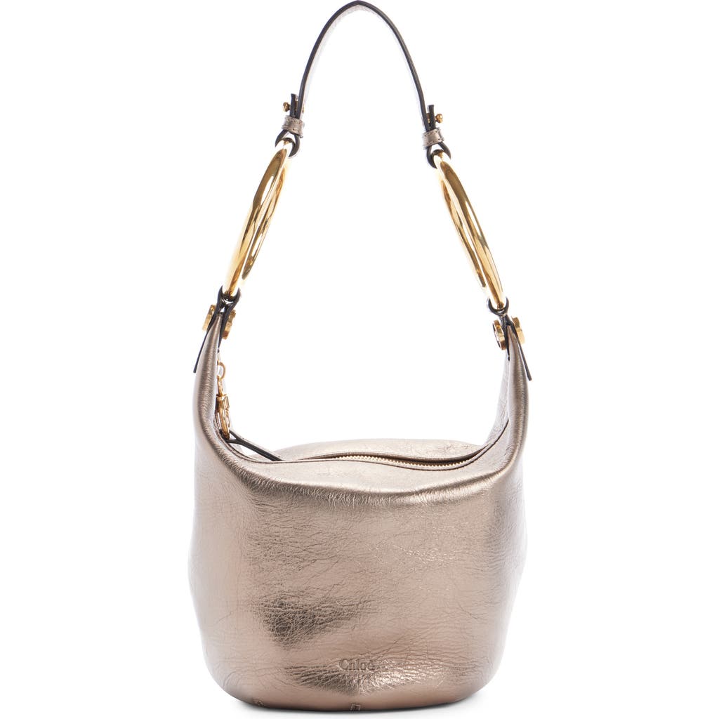 Chloé Petit Sac Porté Épaule Bracelet Bag En Cuir Métallisé Femme Gris Taille Onesize 100% Cuir De Veau In 074 Shiny Grey