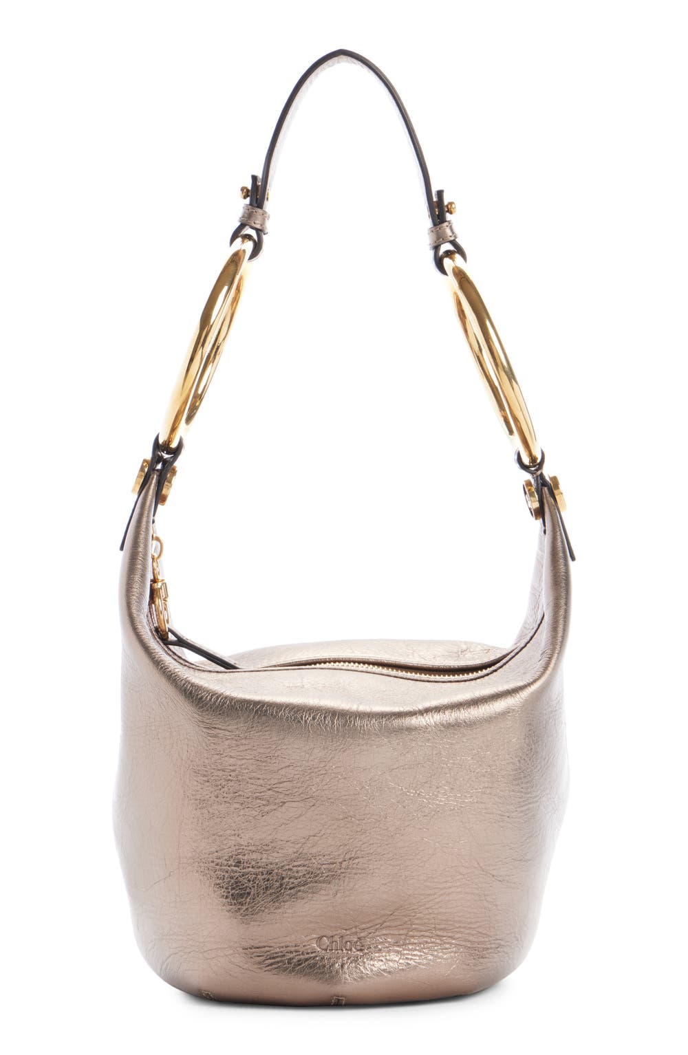 Bracelet Metallic Leather Shoulder Bag, color, 074 SHINY GREY