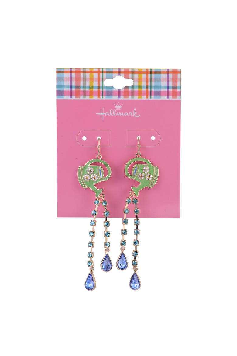 Springtime Watering Can Earrings, Alternate, color, Green