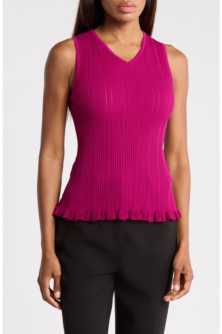 Variegated Rib Sleeveless Shell, Main, color, MULBERRY