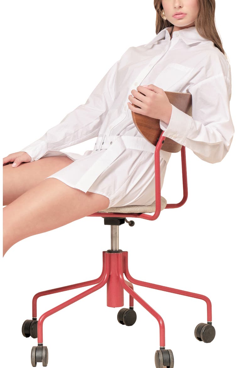 Doyle Belted Cotton Shirtdress, Alternate, color, WHITE