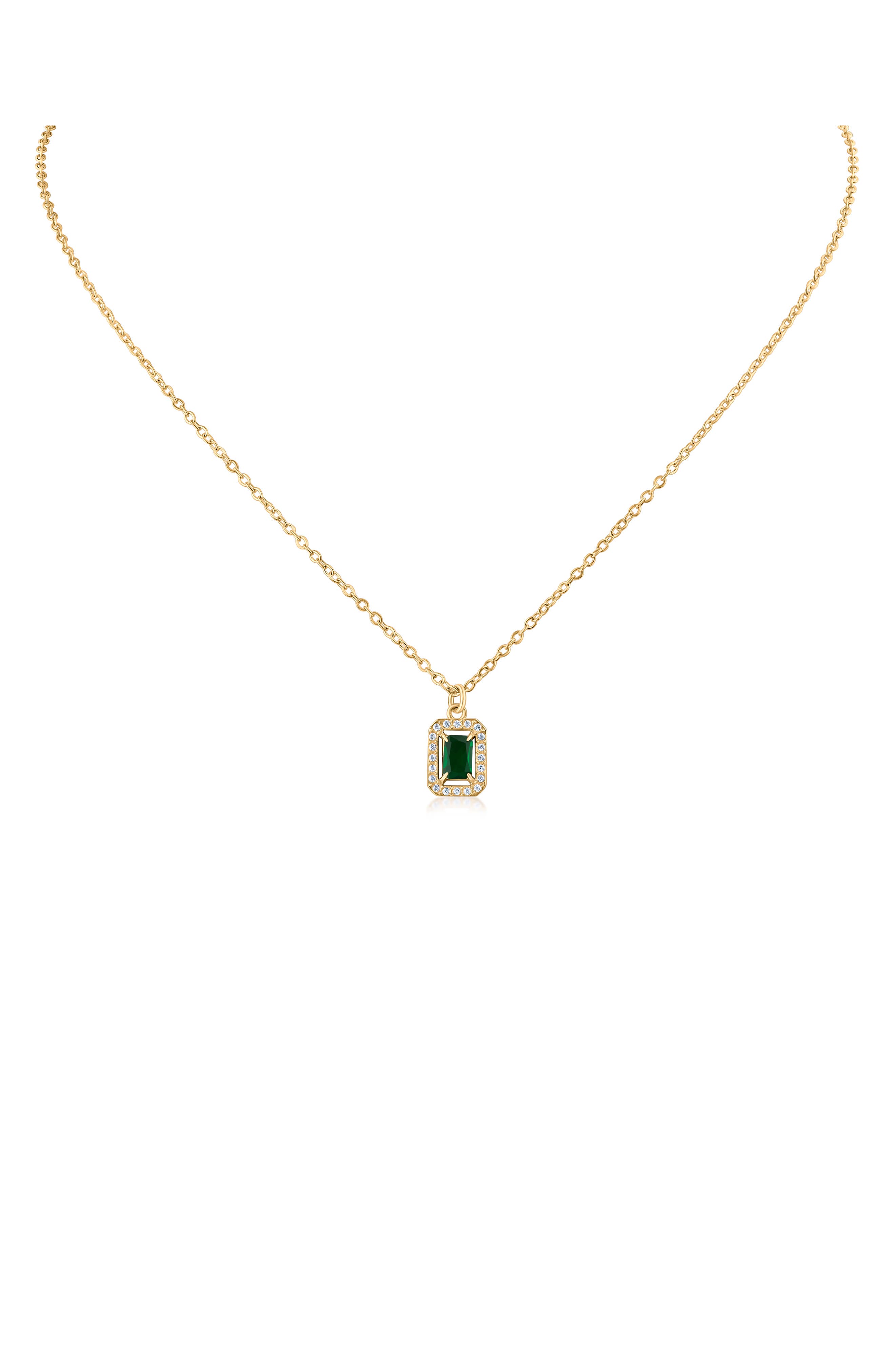 Classic Pavé Crystal Halo 16-Inch Pendant Necklace