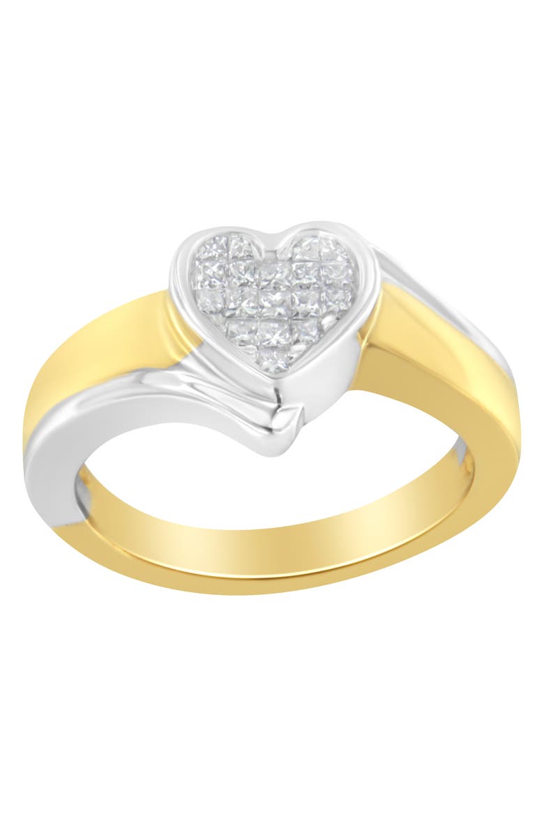 14K Gold 1/4 Cttw Princess-Cut Diamond Heart Promise Ring, Alternate, color, Yellow