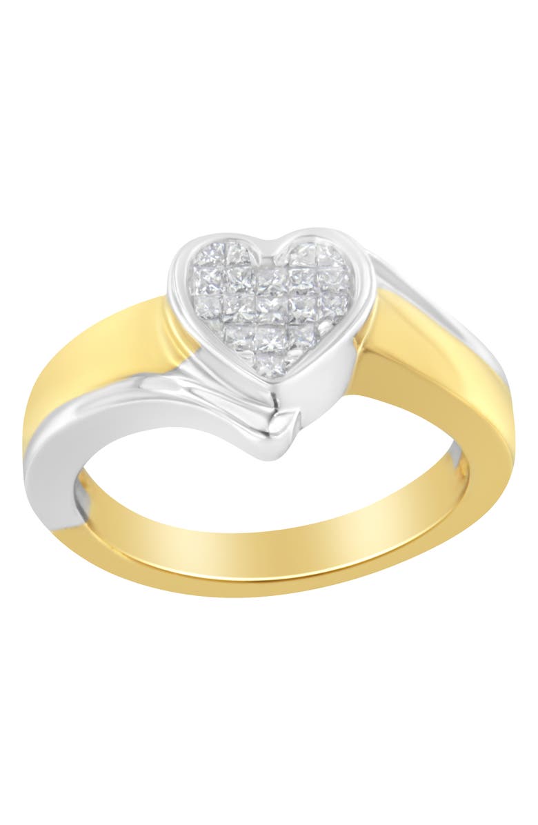 Haus of Brilliance 14K Gold 1/4 Cttw Princess-Cut Diamond Heart Promise Ring, Alternate, color, Yellow
