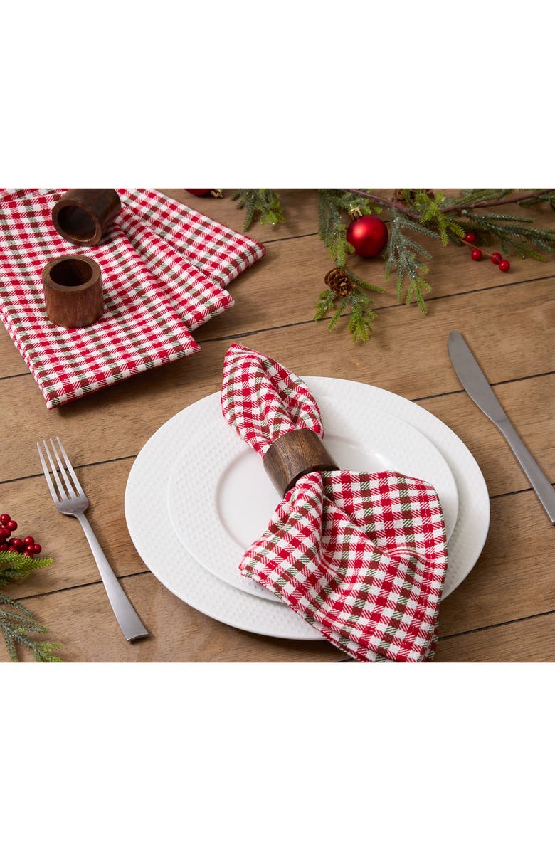 Design Imports Holiday Houndstooth 4-Piece Napkin Set, Alternate, color, Holiday Houndstooth Plaid