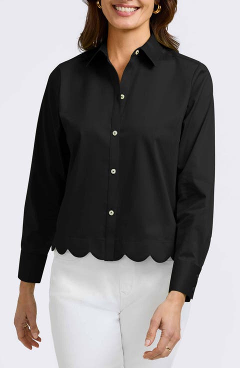 Scarlett Scallop Hem Button-Up Shirt
