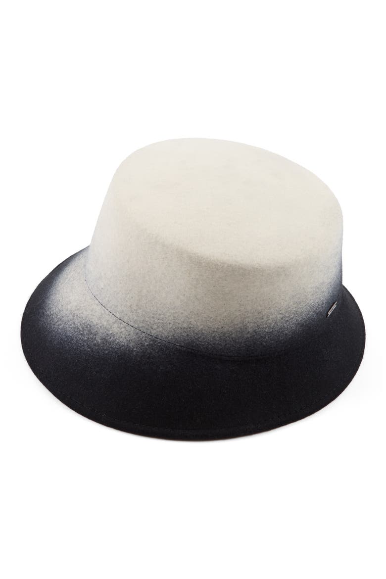 Ruby Gradient Wool Asymmetric Bucket Hat, Alternate, color, WINTER WHITE/ BLACK