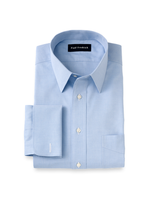 Non-iron Cotton Pinpoint Solid Point Collar French Cuff Dress Shirt