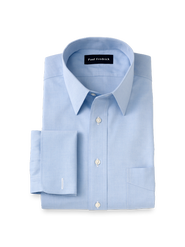 Paul Fredrick Non-iron Cotton Pinpoint Solid Point Collar French Cuff Dress Shirt
