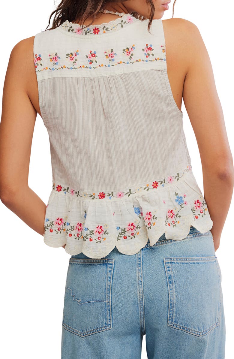 Free People Ellis Embroidered Cotton Button-Up Top, Alternate, color, Tea Combo