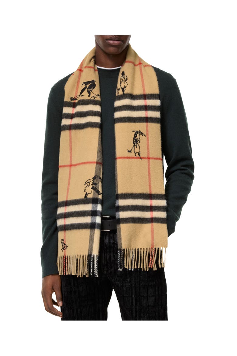 Check Mates Cashmere Scarf, Alternate, color, Archive beige