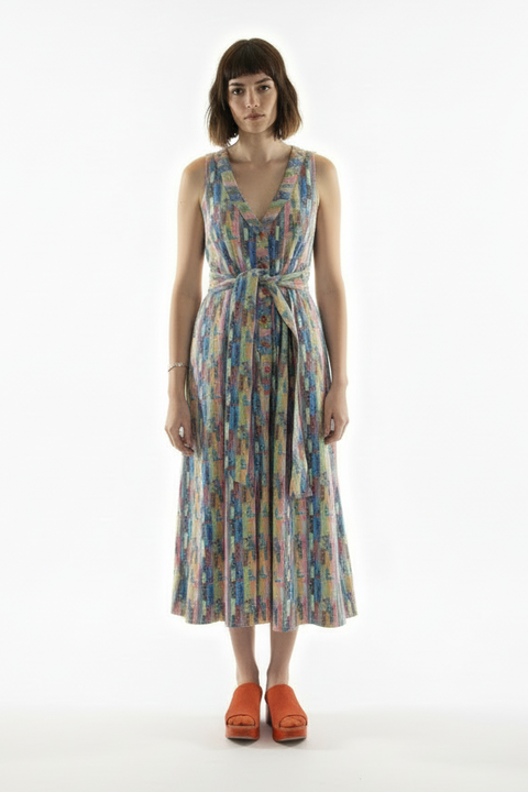 Callie Sleeveless Belted V-neck Dress