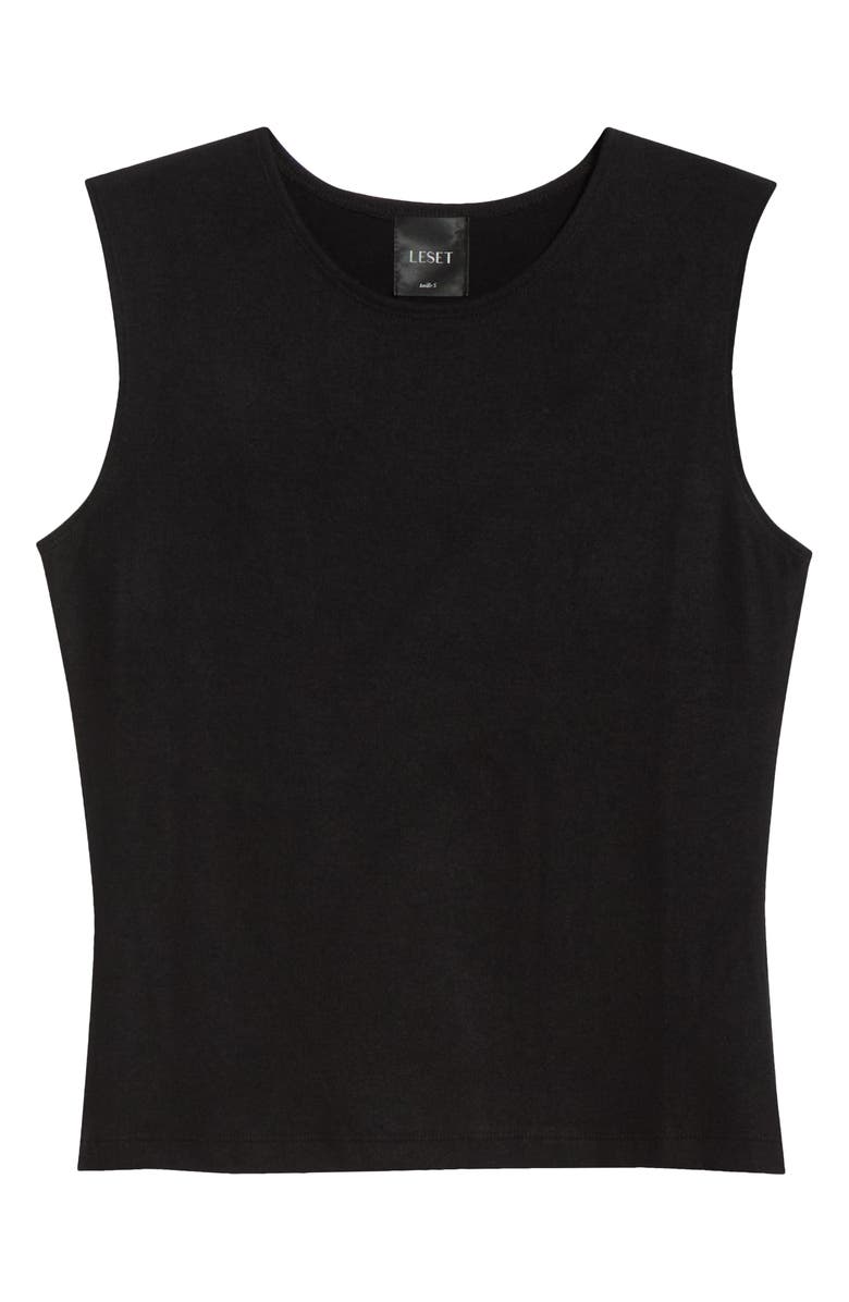 LESET Lauren Short Sleeve Crewneck Tank, Alternate, color, Black
