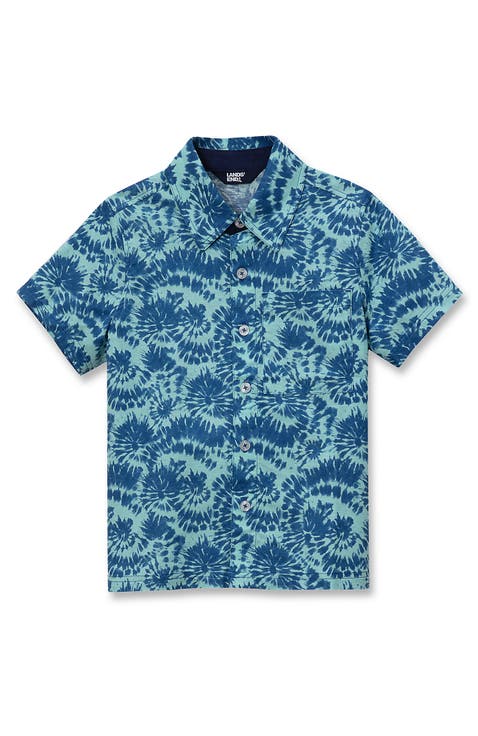 Boys Short Sleeve Linen Slub Button Down Shirt