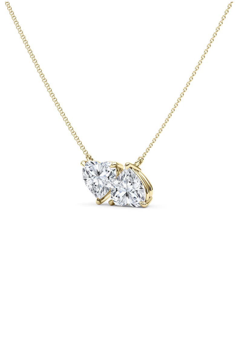 Twin Heart Lab Grown Diamond Necklace, Main, color, 18K YELLOW GOLD