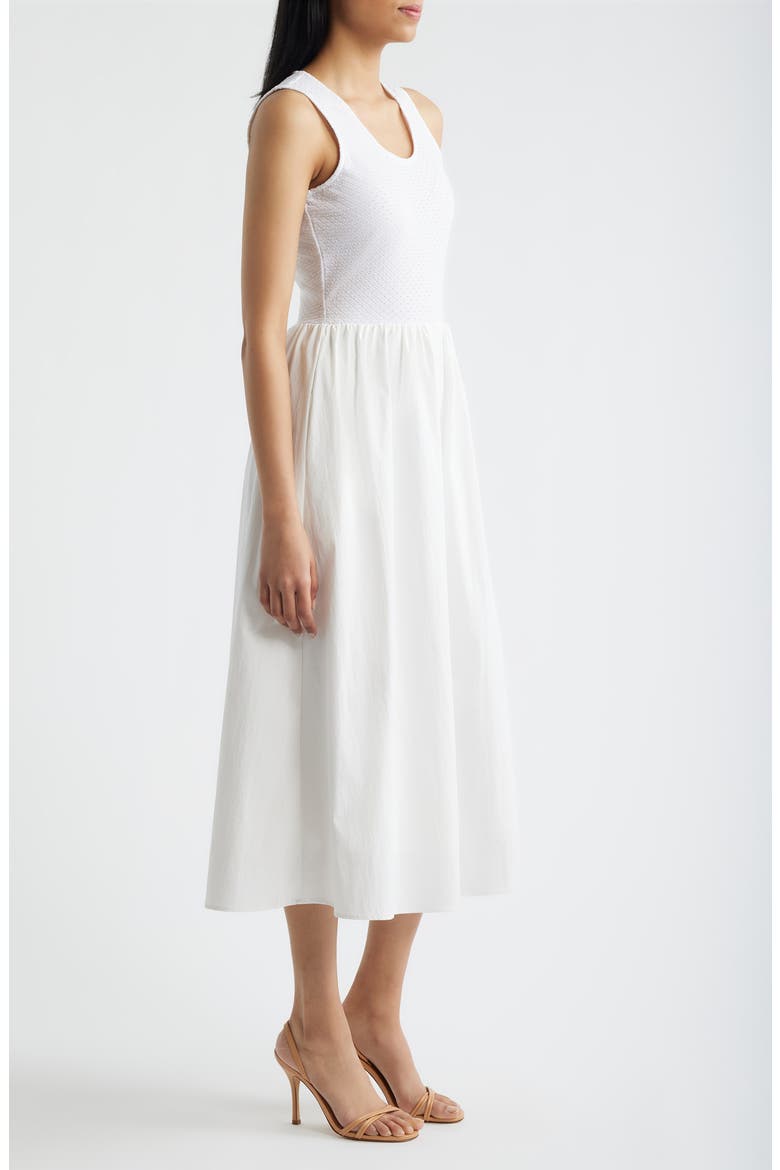 Mixed Media Midi Dress, Alternate, color, BRIGHT WHITE