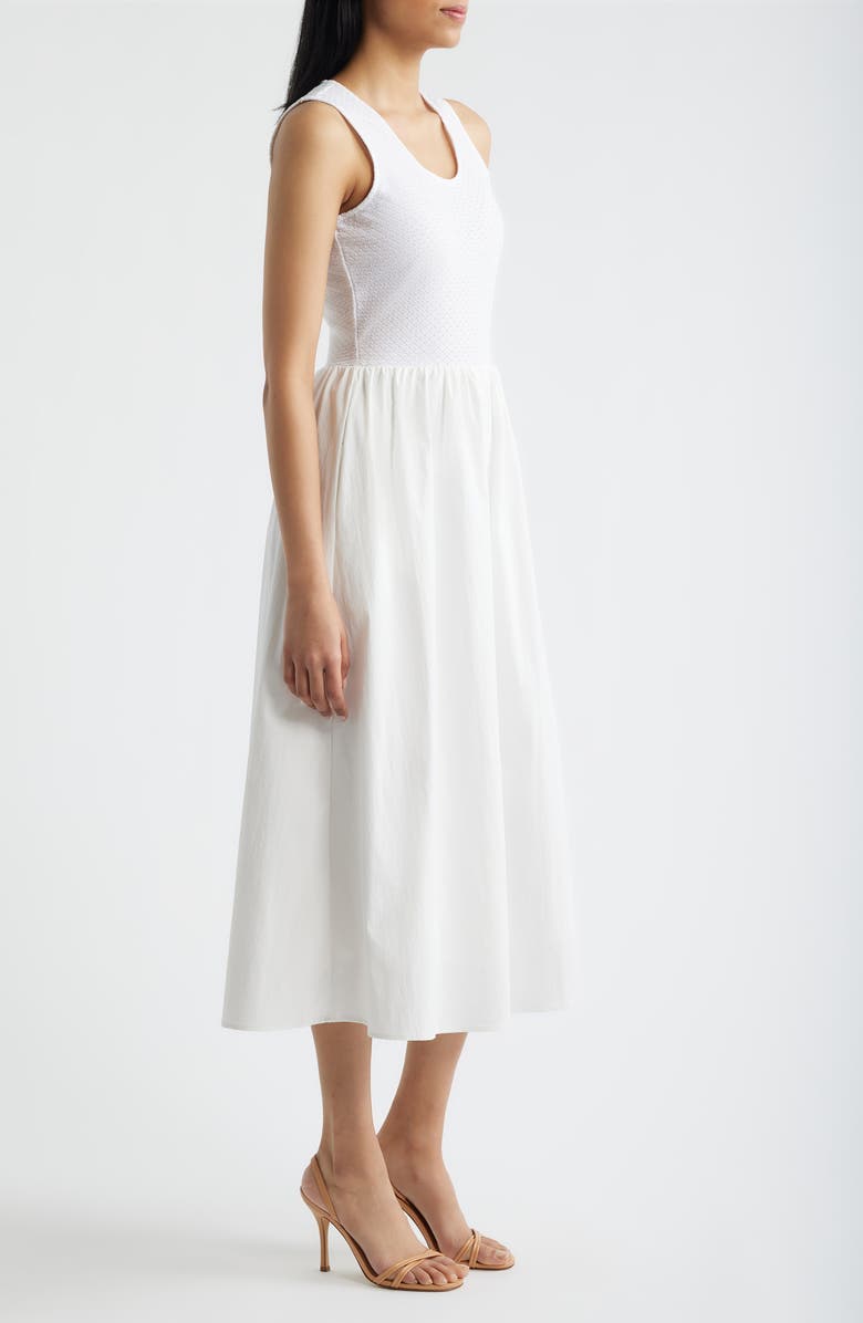 Bernardo Mixed Media Midi Dress, Alternate, color, Bright White