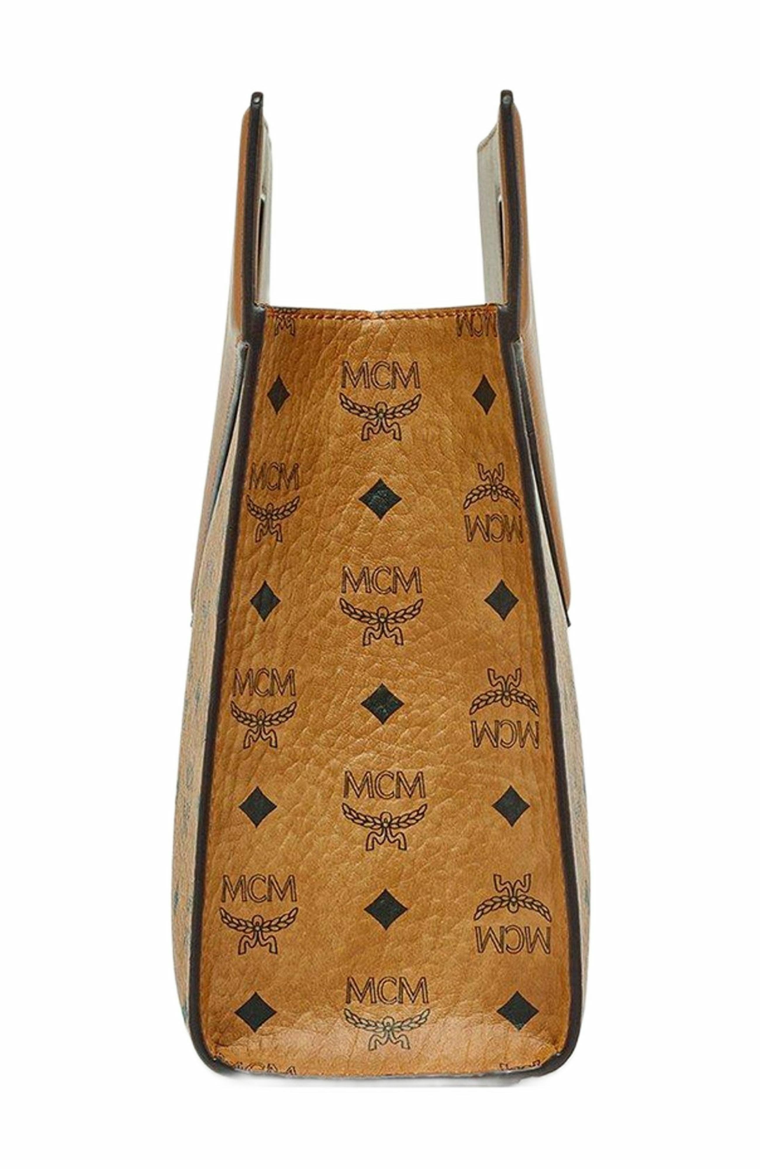 MCM Diamond Tote in Visetos Leather Mix, Alternate, color, Cognac