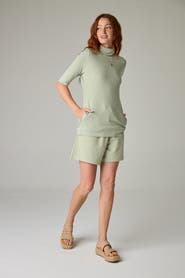 eavolu Acadia Aspen Eco-Luxe Rib Short-Sleeve Top - Ultra-Luxe Flow