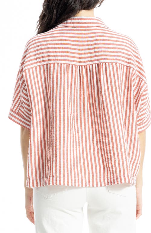 Max Studio Textured Stripe Camp Shirt