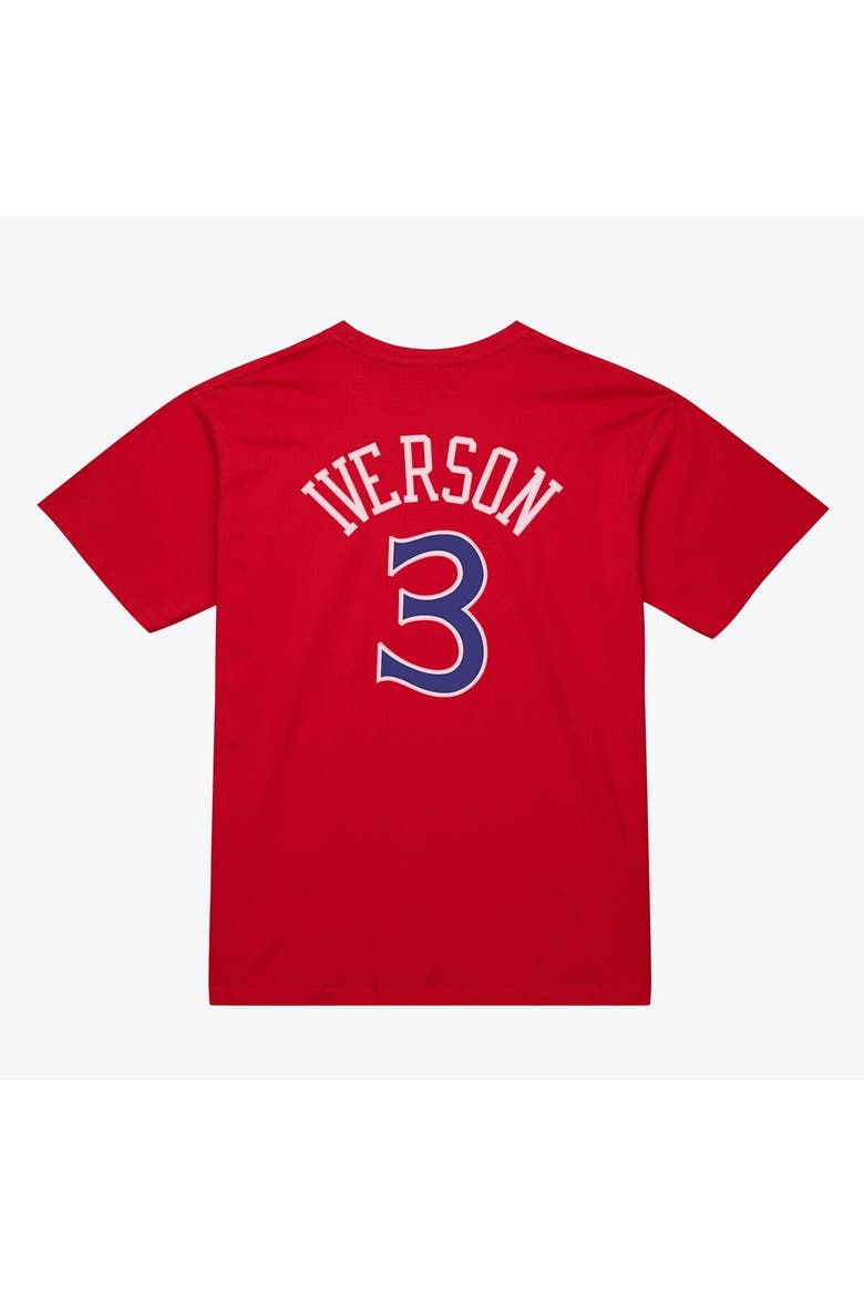 Unisex Mitchell & Ness Allen Iverson Red Philadelphia 76ers Hardwood Classics Name & Number T-Shirt, Alternate, color, Red