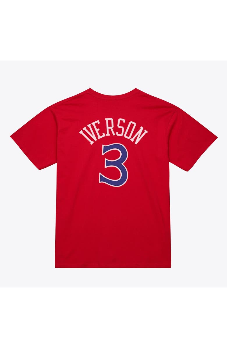 Mitchell & Ness Unisex Mitchell & Ness Allen Iverson Red Philadelphia 76ers Hardwood Classics Name & Number T-Shirt, Alternate, color, Red