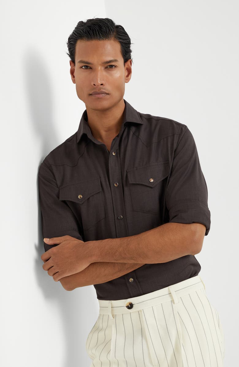 Brunello Cucinelli Shirt with snaps, Alternate, color, 