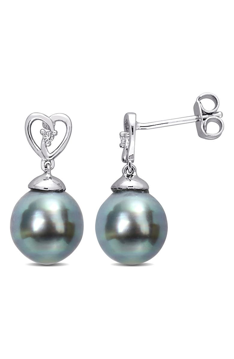 DELMAR Black Tahitian Cultured Pearl Earrings, Main, color,