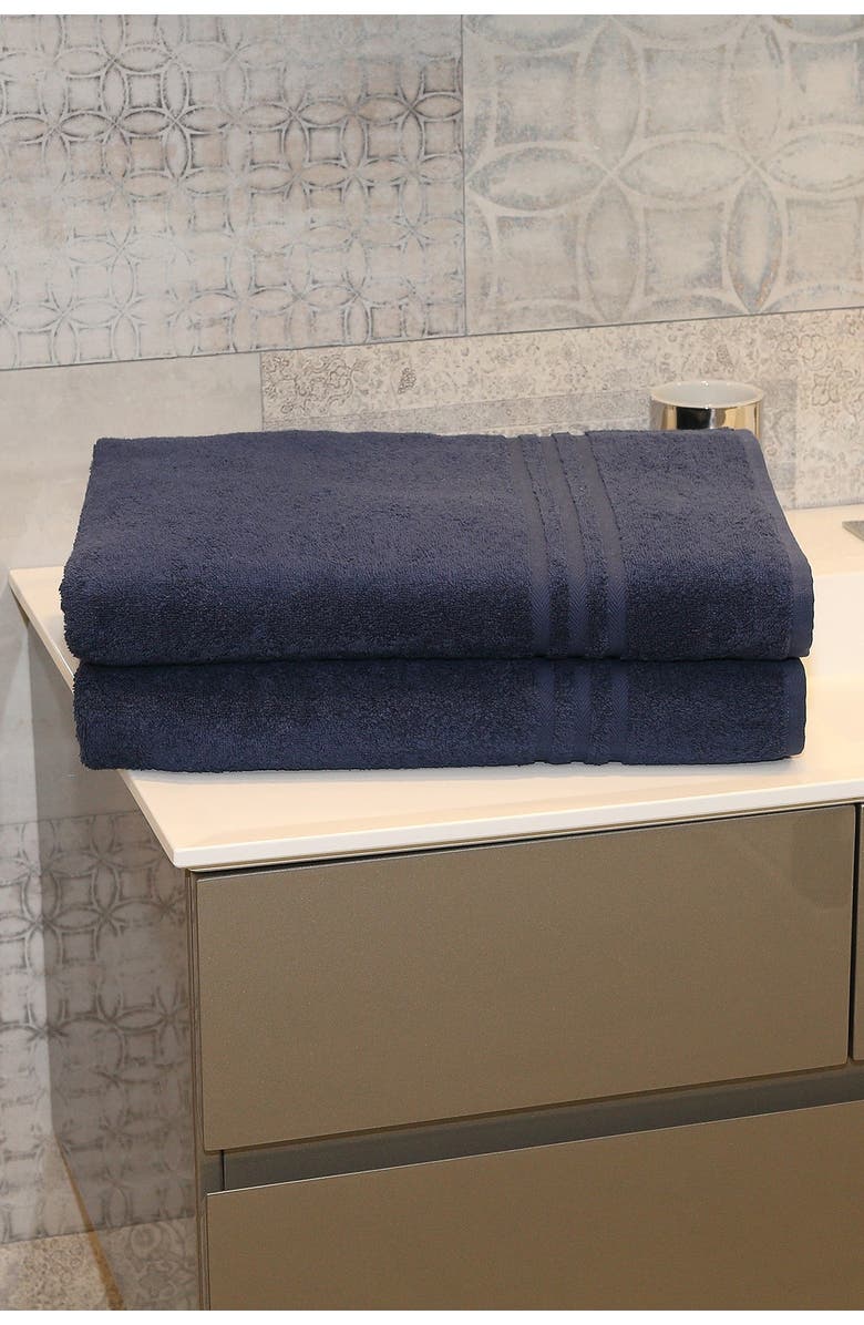 Linum Home Textiles Denzi Bath Sheet - Set of 2 - Twilight Blue, Alternate, color, Twilight Blue